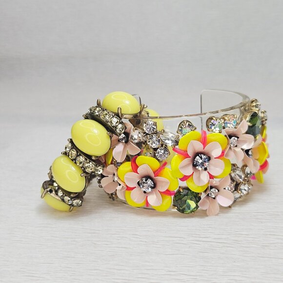 J. Crew FUN FLORAL AND CRYSTAL Lucite Cuff Bracelet - Picture 6 of 9